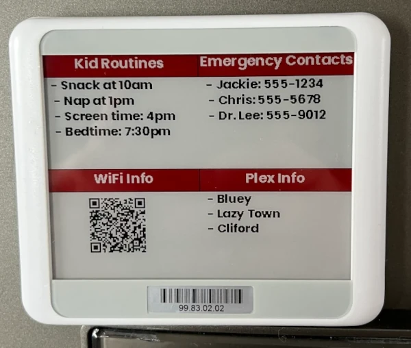 Babysitter info epaper tag