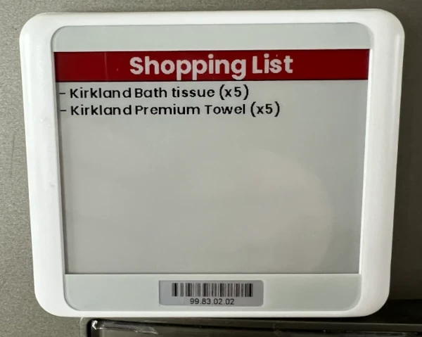 Shopping list epaper tag